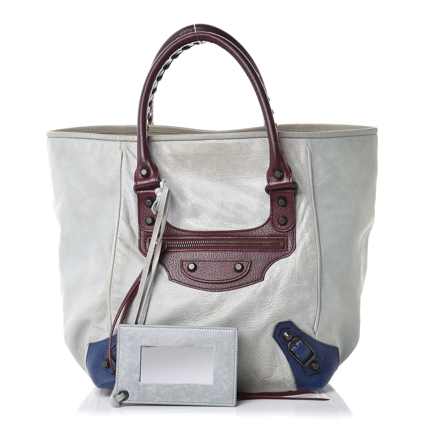 Agneau Classic Hardware Tri-Color S Sunday Tote Ciel