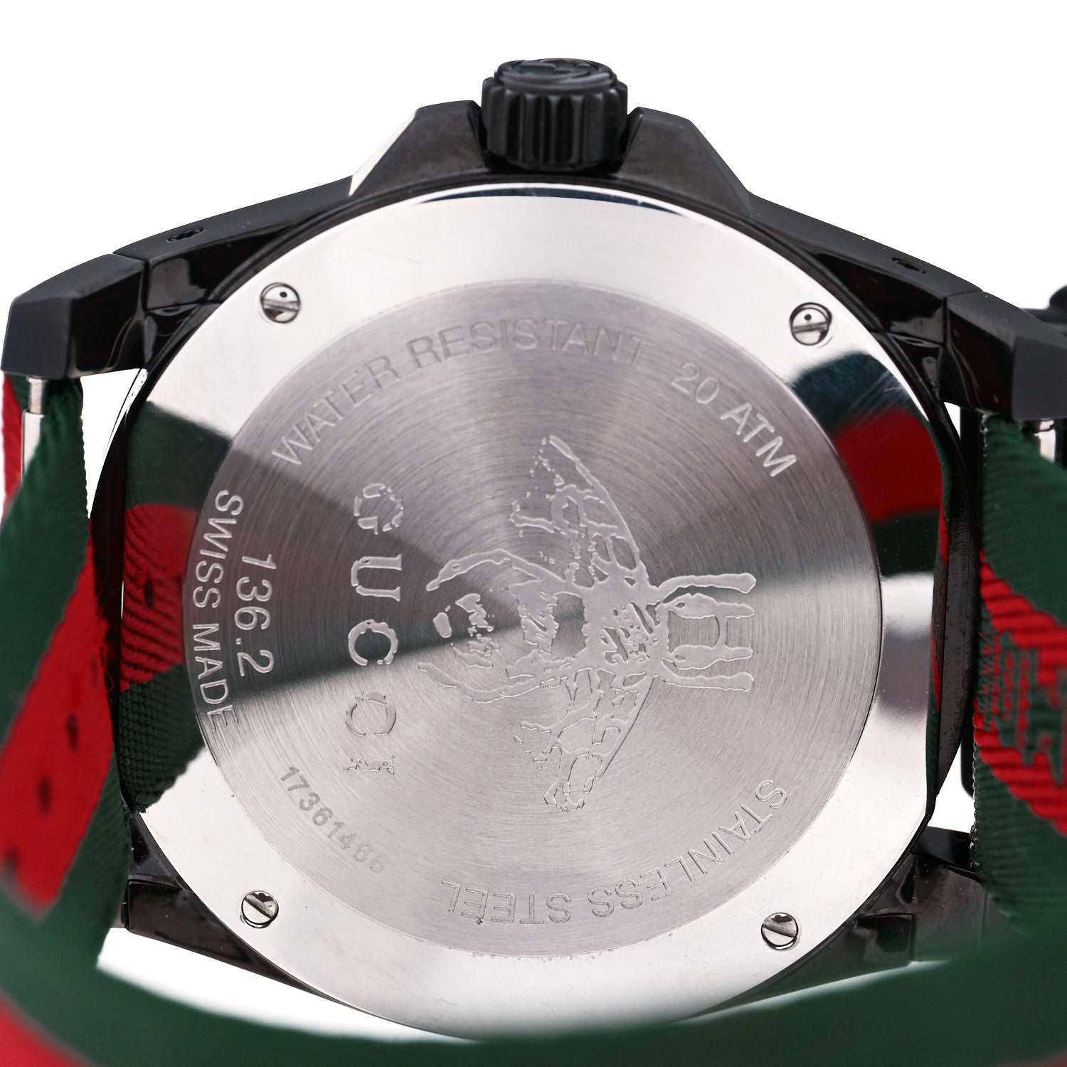Gucci Stainless Steel Nylon 45mm Le Marche Des Merveilles Bee Quartz Watch Green 4 of 4