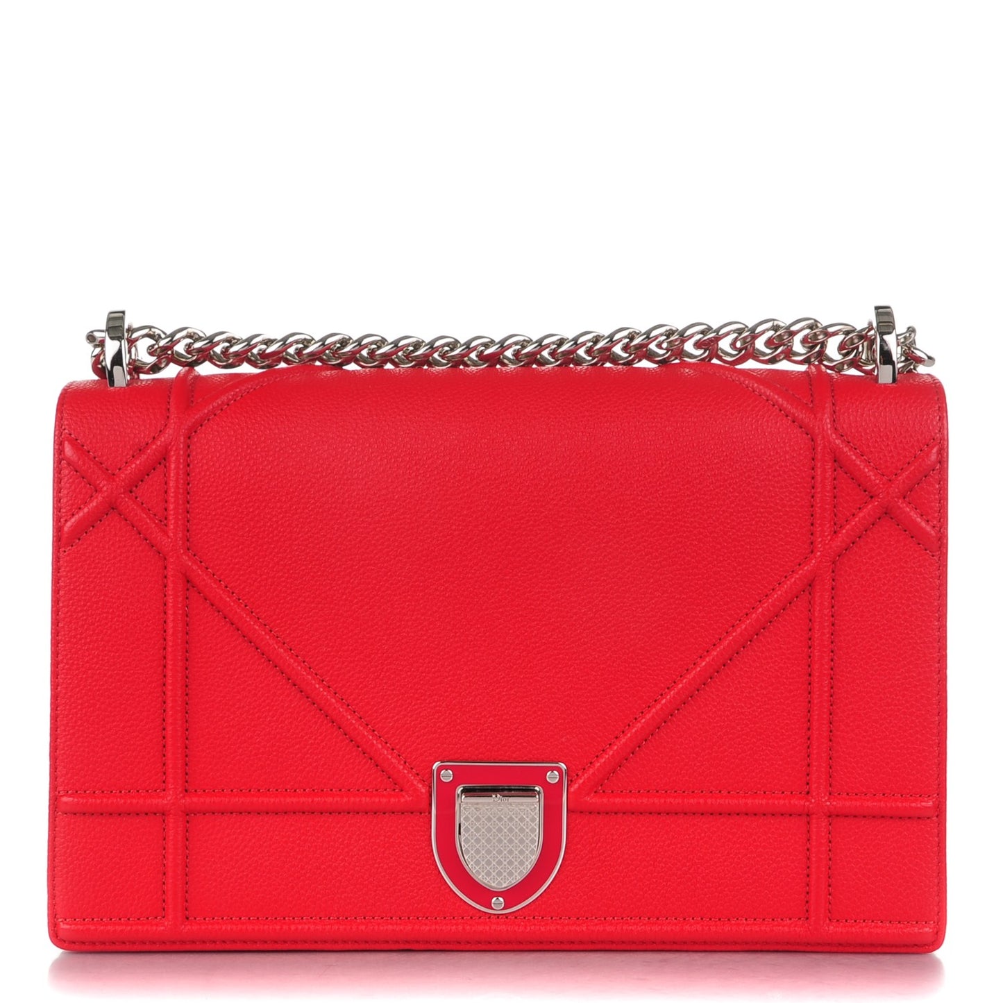 Grained Calfskin Medium Diorama Flap Bag Red