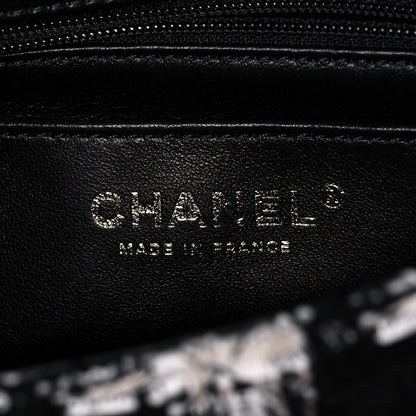 Chanel Tweed Quilted Mini Side Pearl Flap Bag Black Ecru White 6 of 13