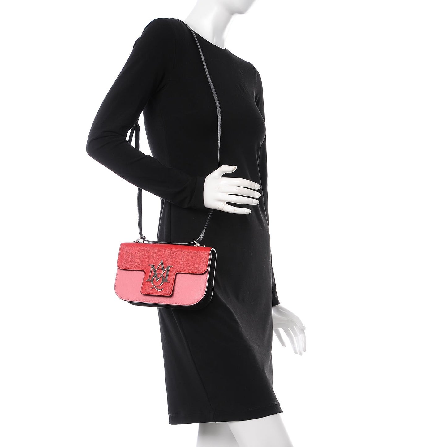 Grained Calfskin Small Insignia Flap Red Pink