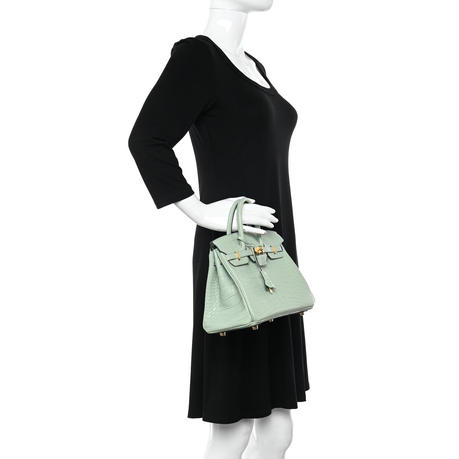 Hermes Matte Alligator Birkin 25 Vert D'eau 2 of 12