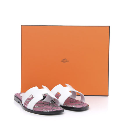 Hermes Box Calfskin White Bois De Rose Oran Sandals 36.5 White 9 of 9