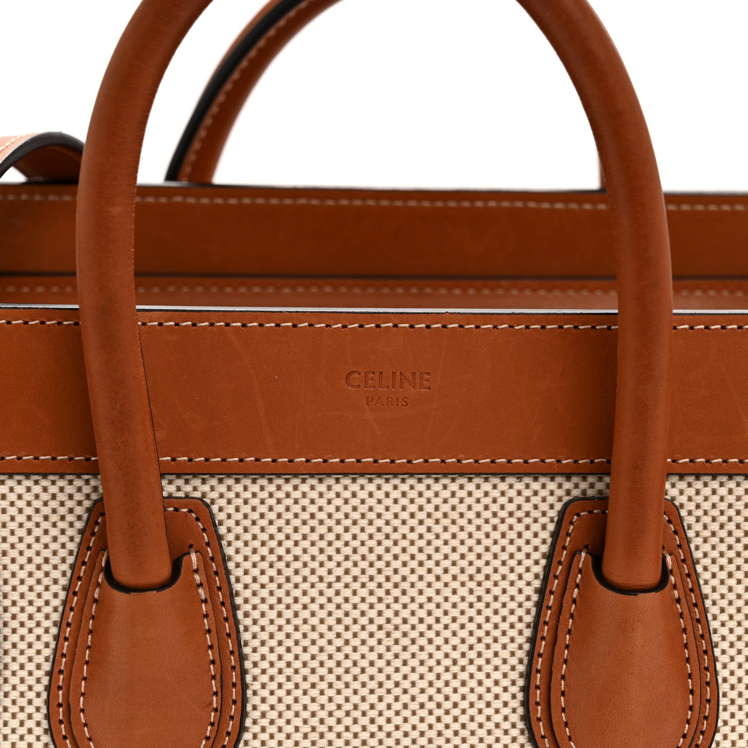 Celine Textile Smooth Calfskin Nano Luggage Tan White 6 of 14