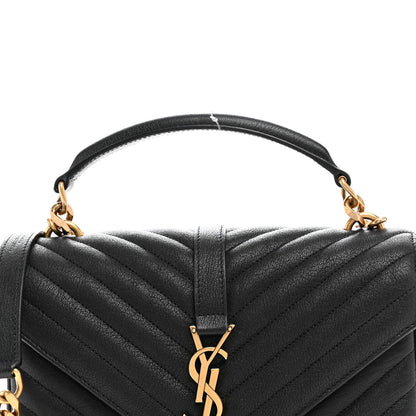 Saint Laurent Sheepskin Matelasse Chevron Monogram Medium College Bag Black 8 of 10