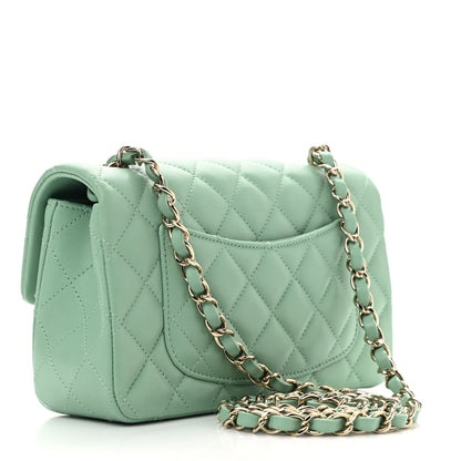 Chanel Lambskin Quilted Mini Rectangular Flap Light Green 3 of 11