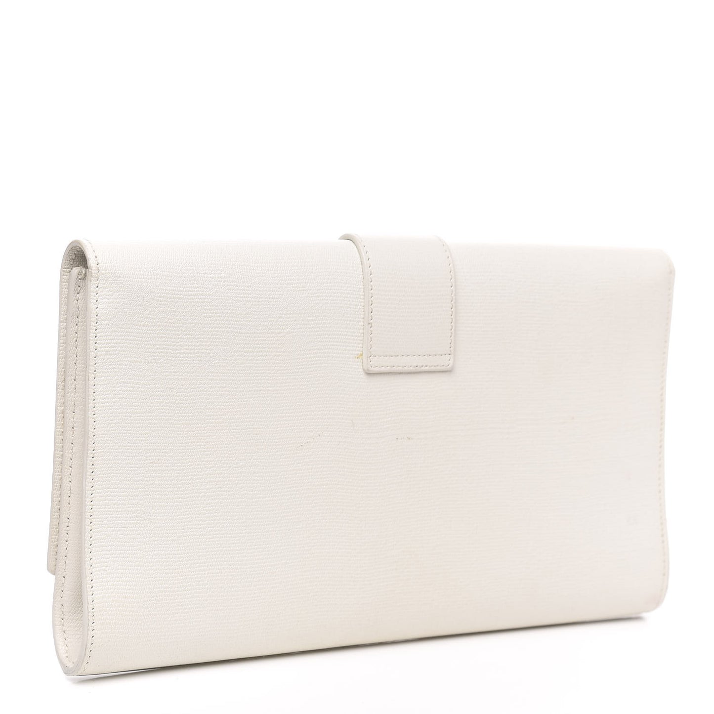 Textured Calfskin Classic Y Ligne Clutch White