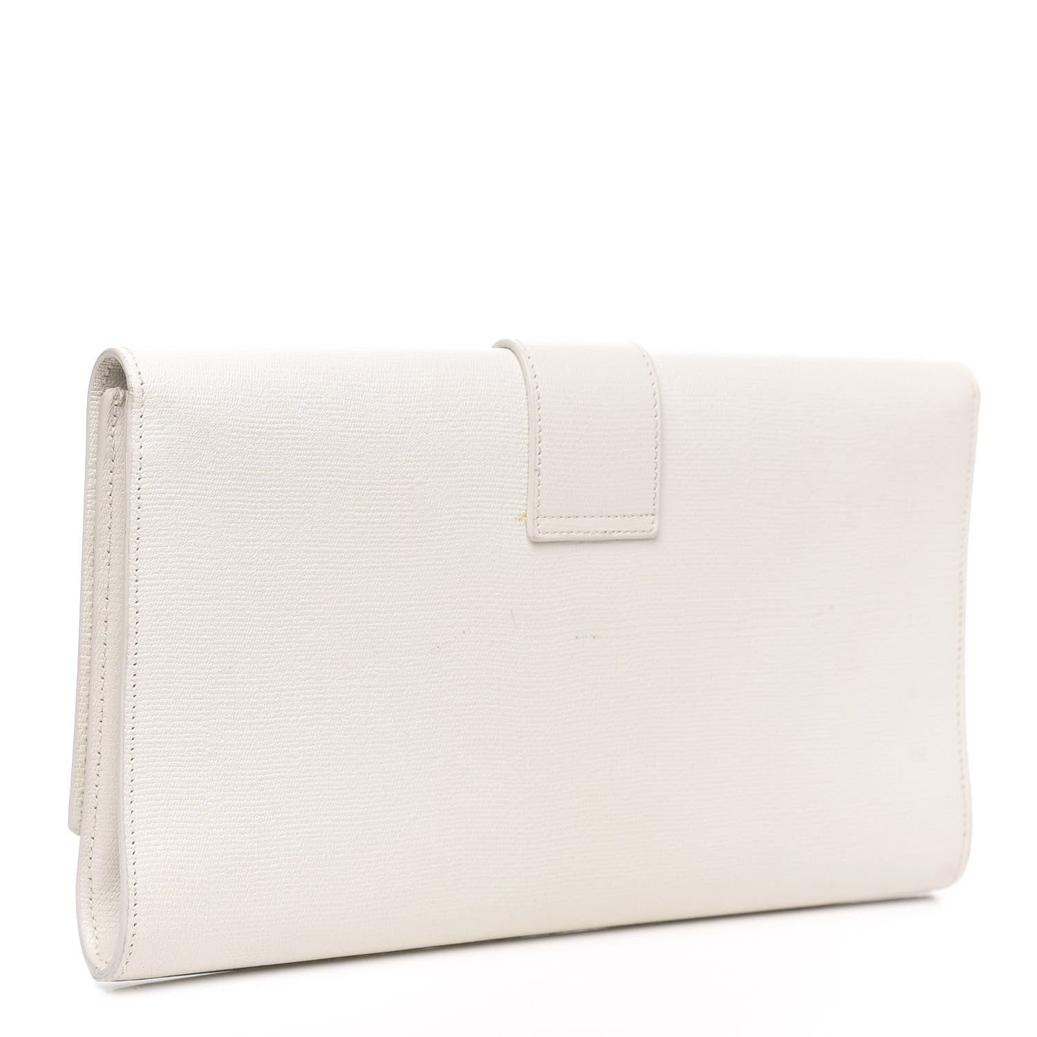 Saint Laurent Textured Calfskin Classic Y Ligne Clutch White 3 of 11