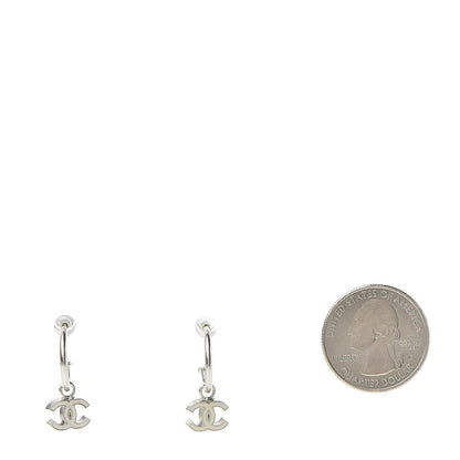 Chanel Enamel CC Drop Earrings Silver 2 of 5