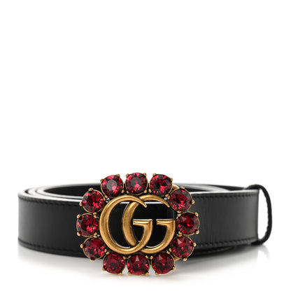 Gucci Calfskin Crystal Double G 30mm Belt 85 34 Black 1 of 6