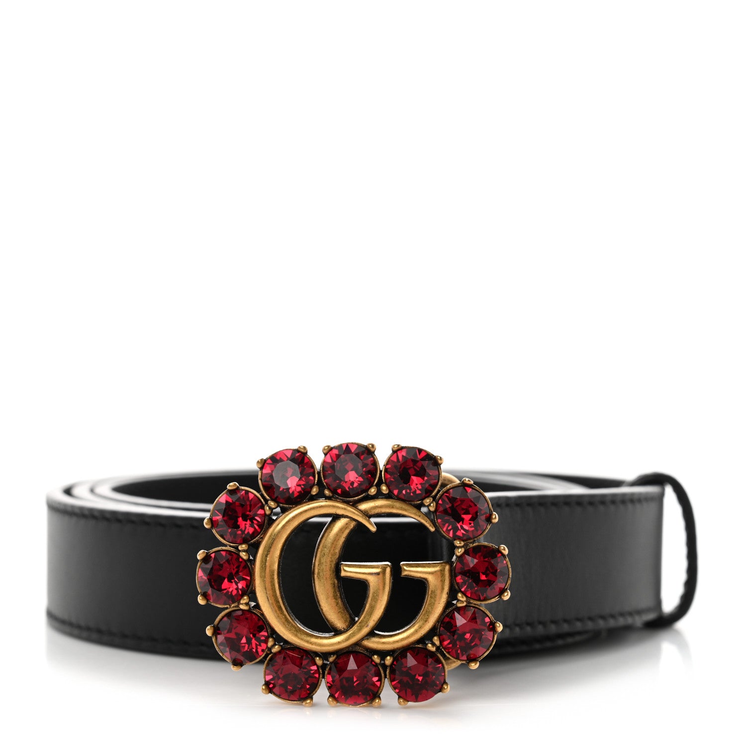 Gucci Calfskin Crystal Double G 30mm Belt 85 34 Black 1 of 6