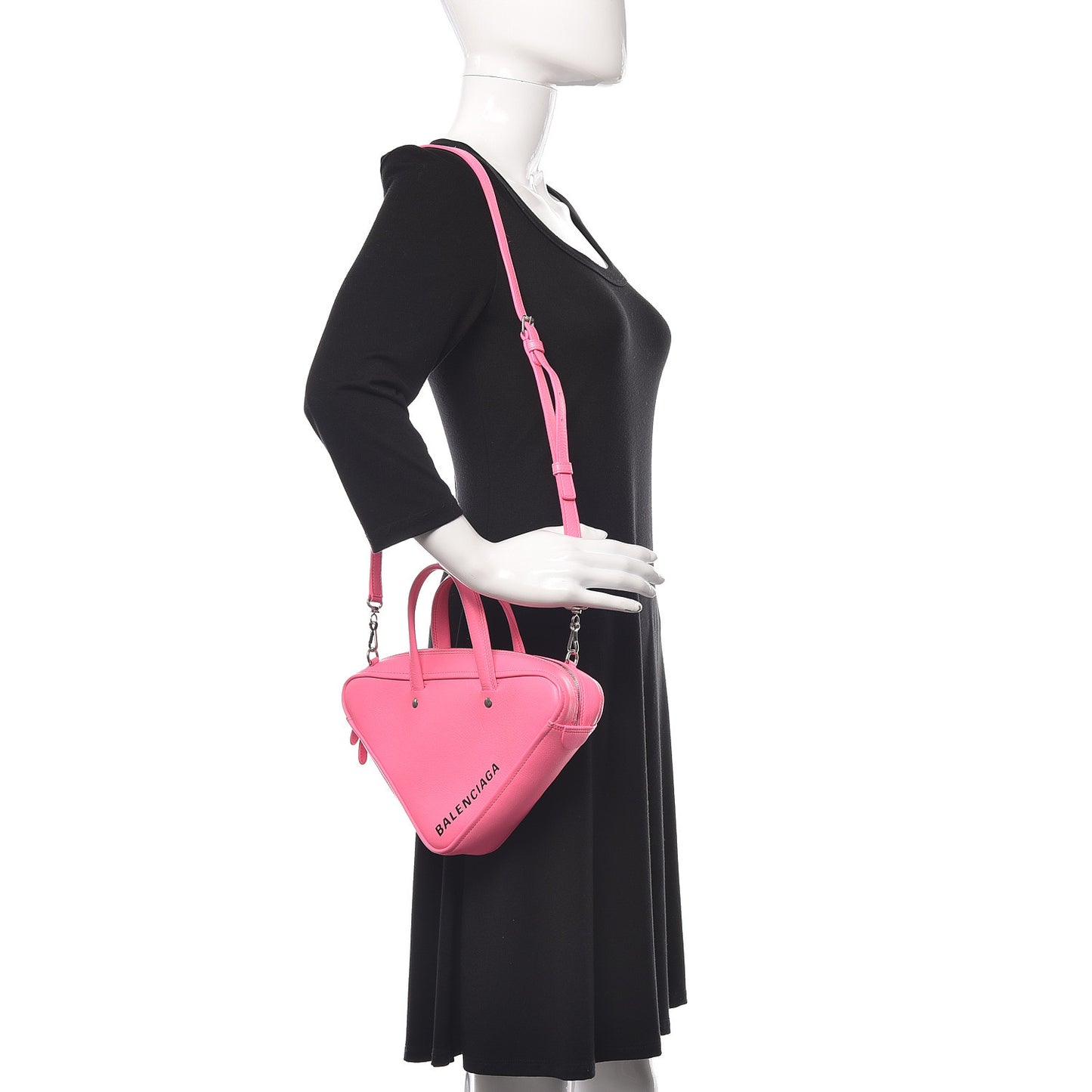 Shiny Day Calfskin XS Triangle Duffle Acid Pink Black