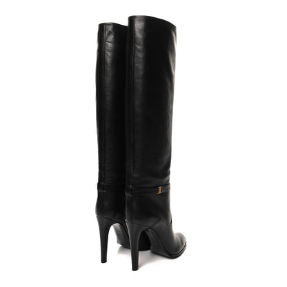 Saint Laurent Smooth Calfskin Linda 100 Knee High Boots 40 Black 4 of 7