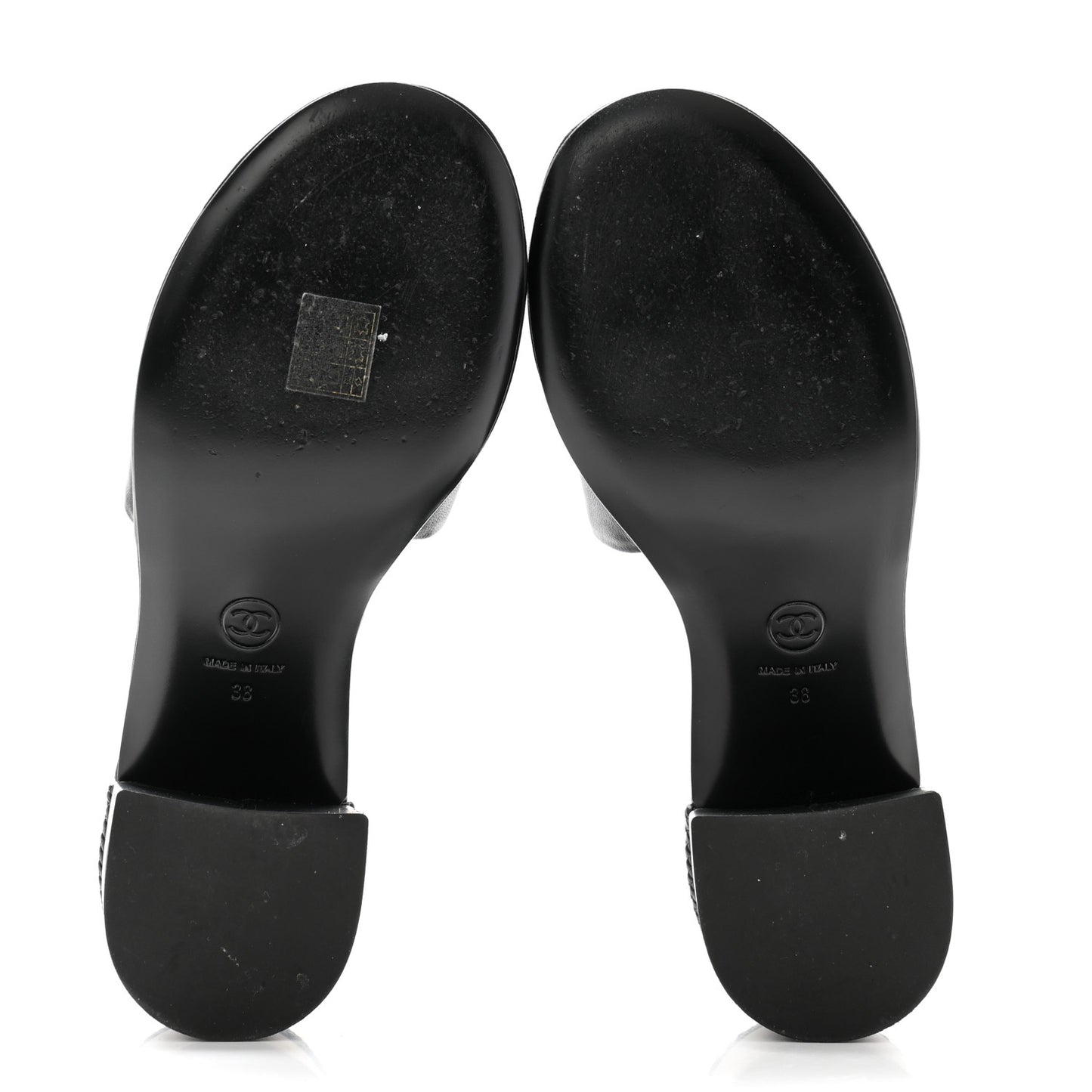 Lambskin CC Braided Mules 38 Black