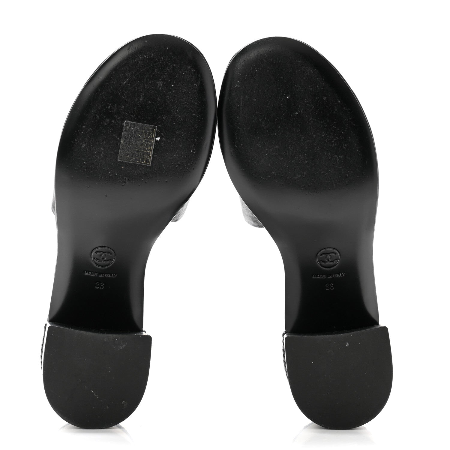 Chanel Lambskin CC Braided Mules 38 Black 5 of 9