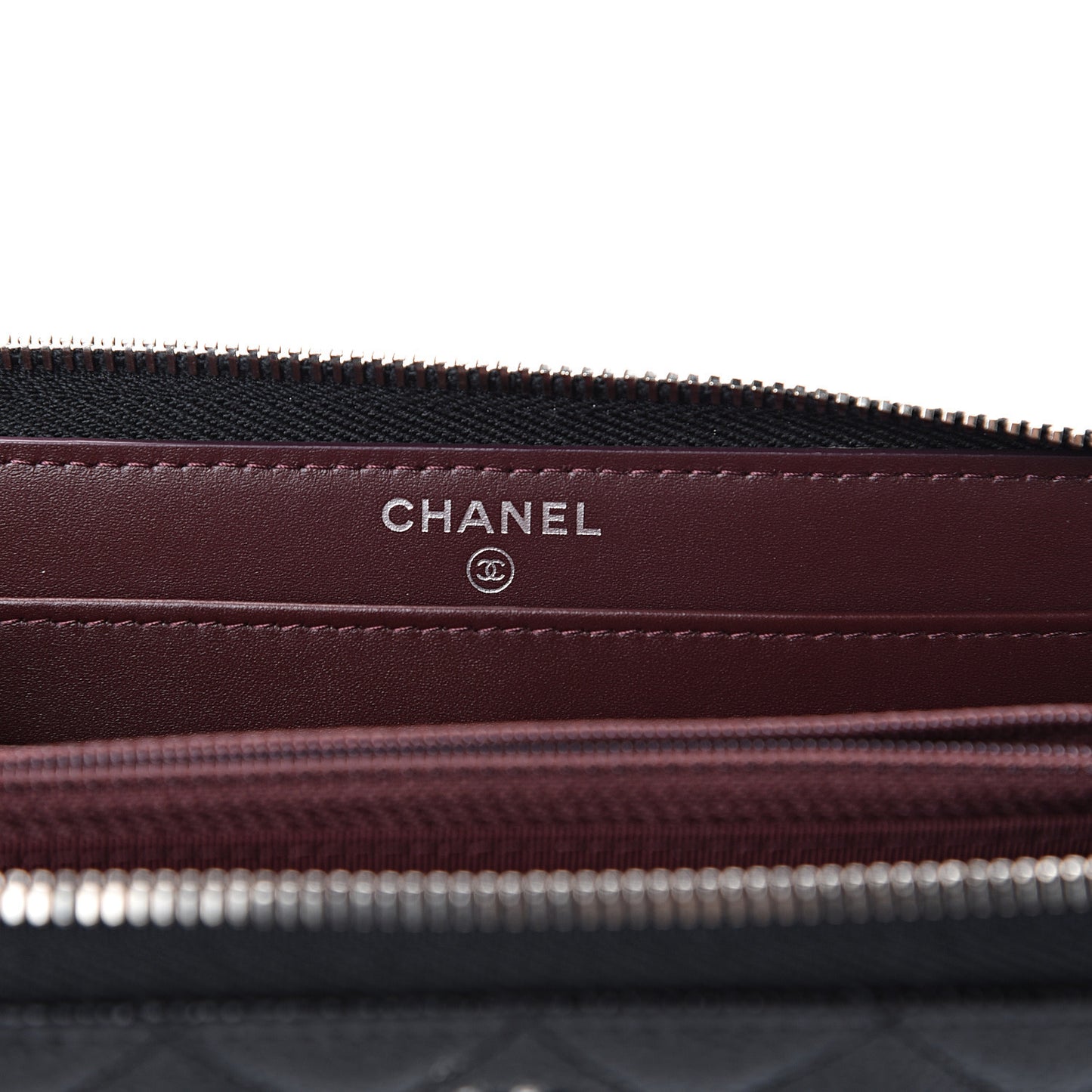 Caviar Quilted Large Gusset Zip Around Wallet Black