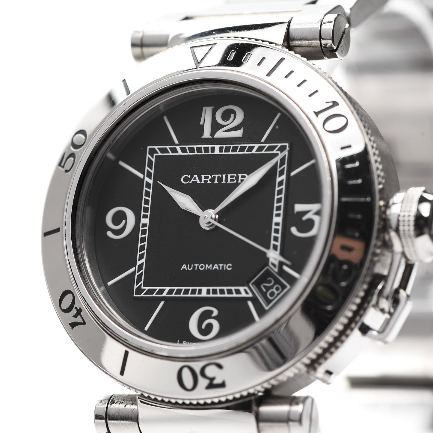 Stainless Steel 40mm Pasha C Seatimer Automatic Watch Black