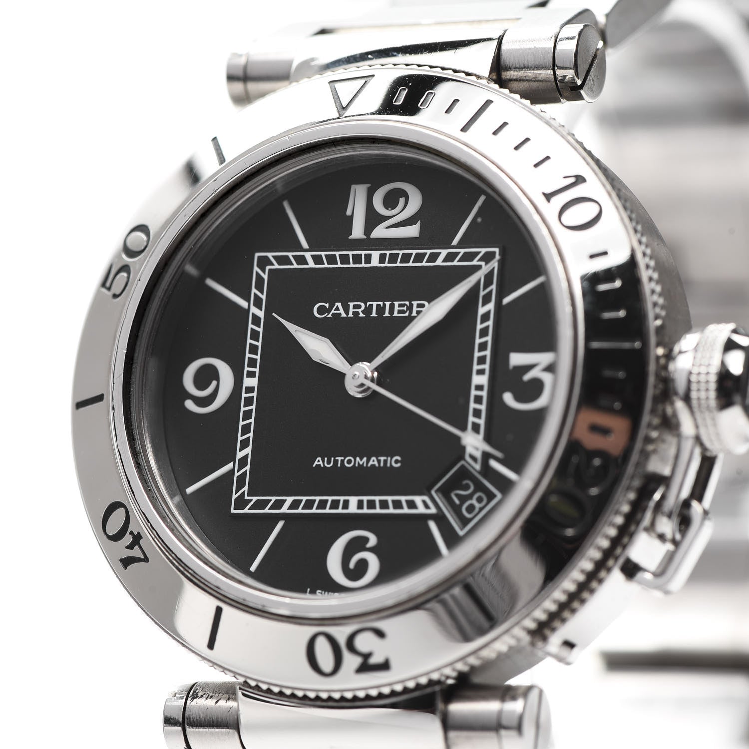 Cartier Stainless Steel 40mm Pasha C Seatimer Automatic Watch Black 8 of 9
