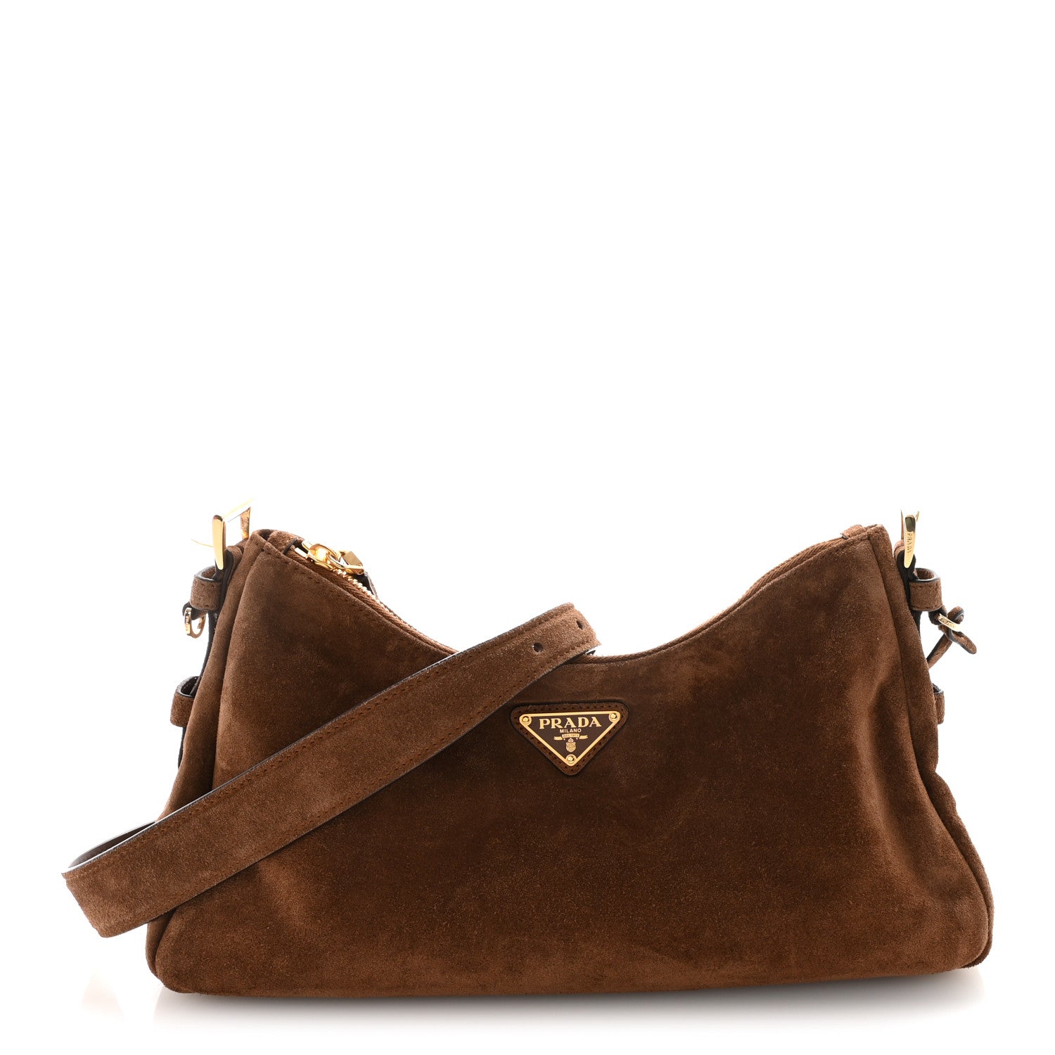Prada Scamosciato Suede Medium Aimee Shoulder Bag Cacao 1 of 9