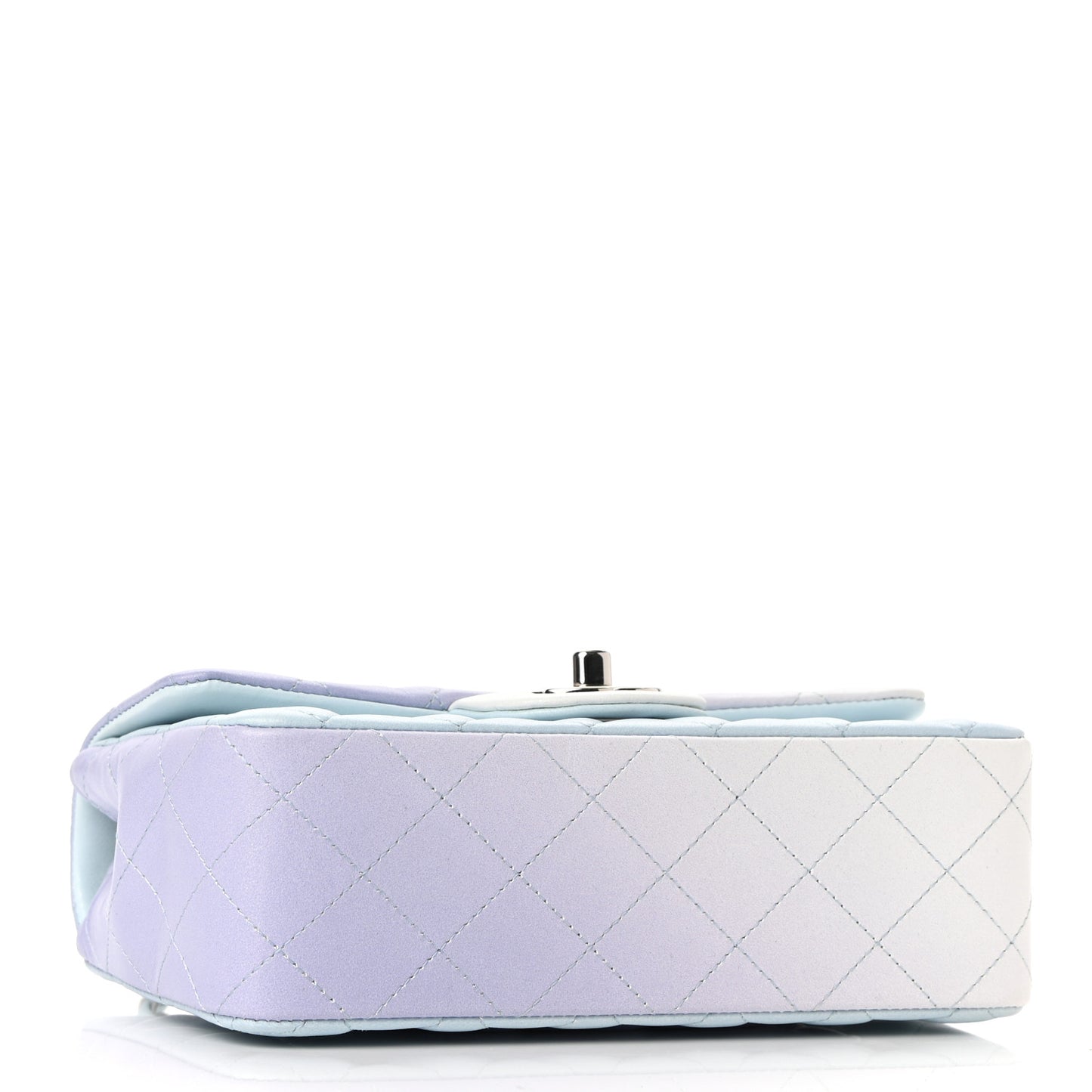 Perforated Lambskin Quilted Mini Rectangular Flap Light Blue Light Purple White