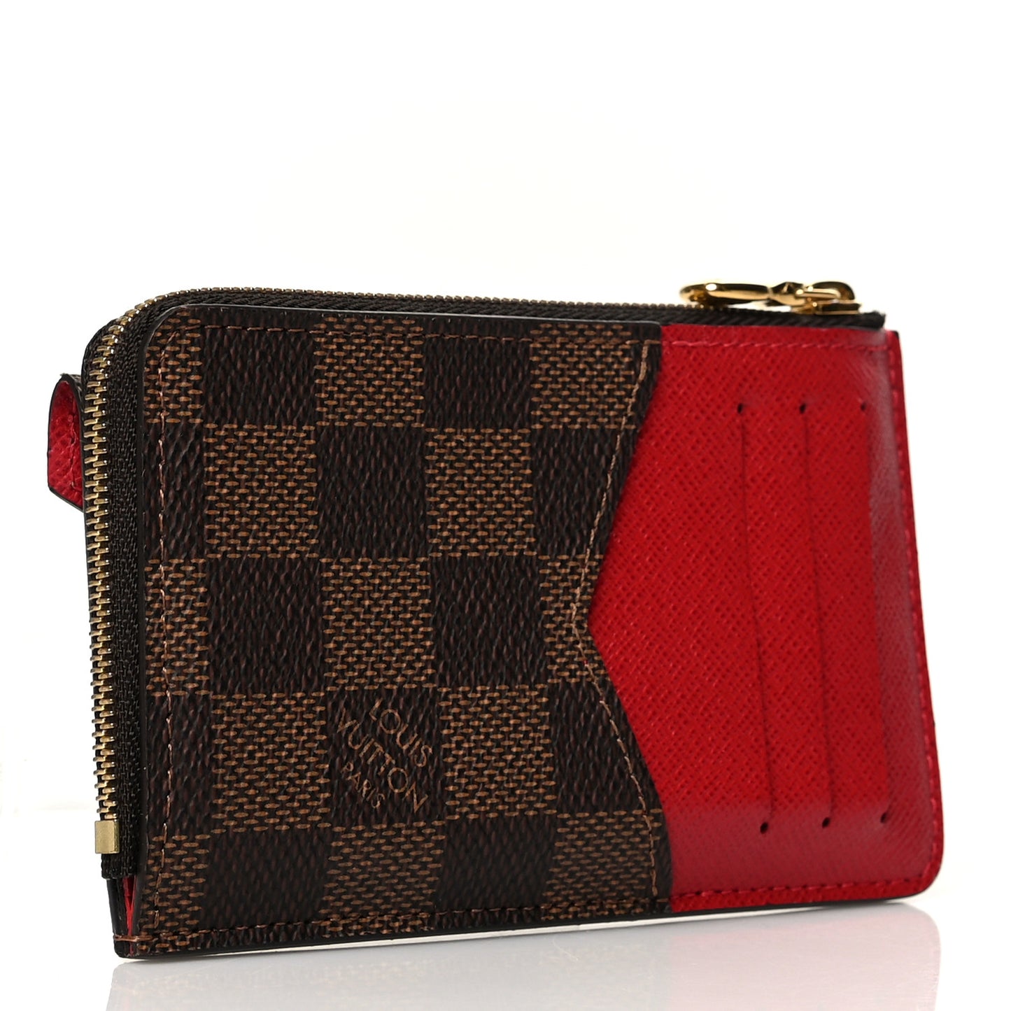 Damier Ebene Recto Verso Card Holder Red