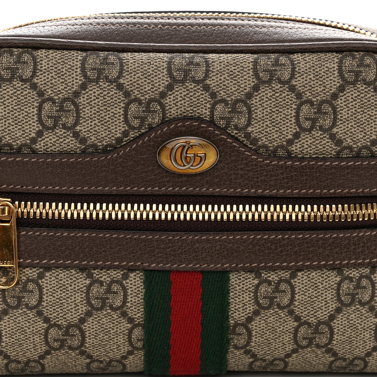 GG Supreme Monogram Web Small Ophidia Belt Bag 95 38 Dark Brown