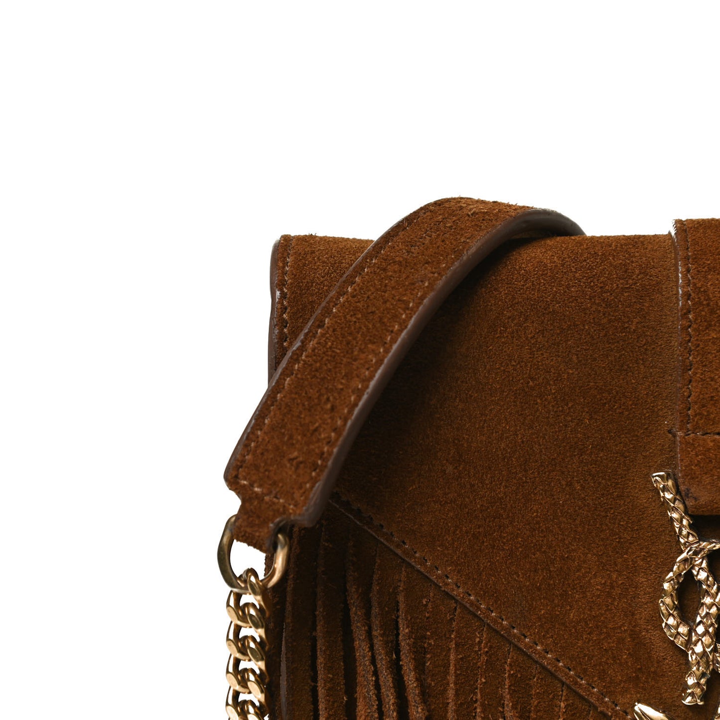 Suede Fringe Baby Monogram Satchel Light Ocre