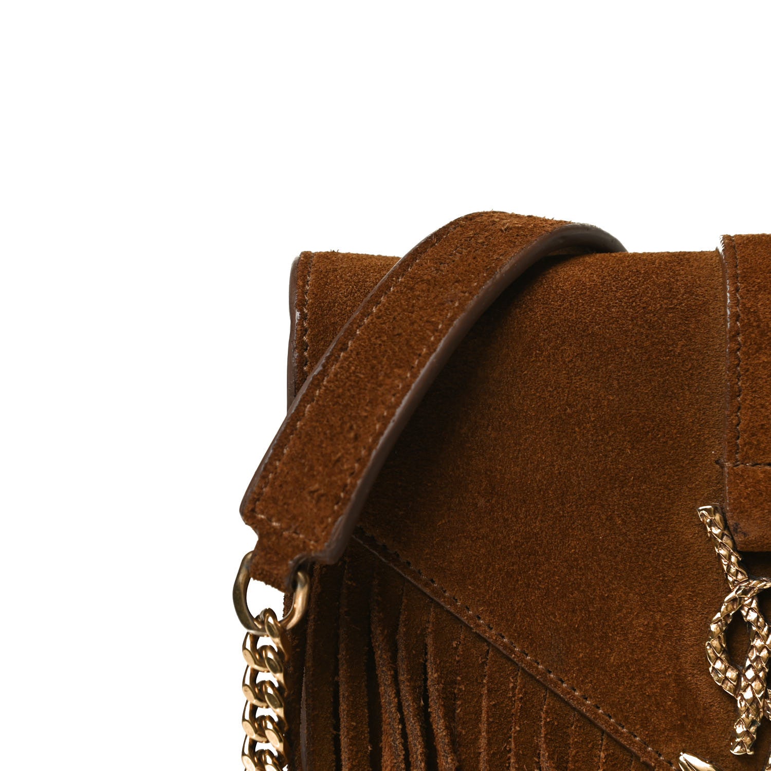 Saint Laurent Suede Fringe Baby Monogram Satchel Light Ocre 15 of 15