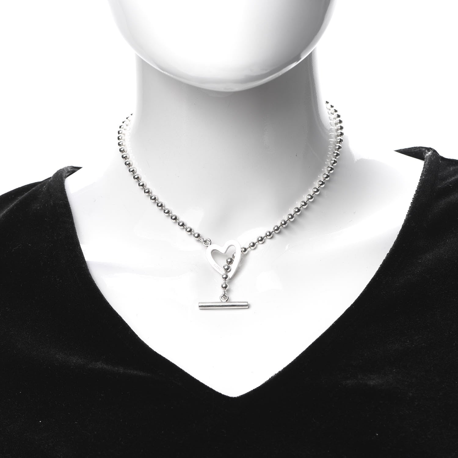 Gucci Sterling Silver Heart Toggle Necklace 2 of 5