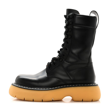Bottega Veneta Calfskin The Swell Lace Up Boots 38 Black Natural Rubber 1 of 10