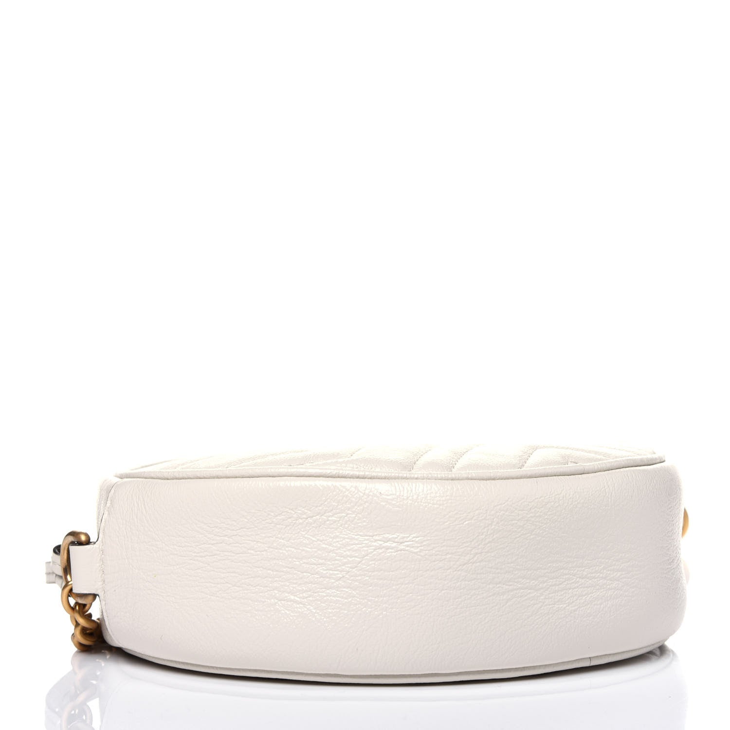 Gucci Calfskin Matelasse Mini GG Marmont Round Shoulder Bag White 4 of 12