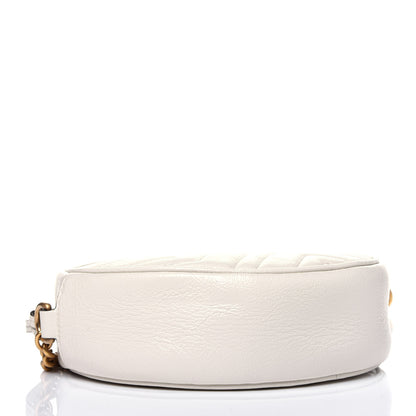 Gucci Calfskin Matelasse Mini GG Marmont Round Shoulder Bag White 4 of 12