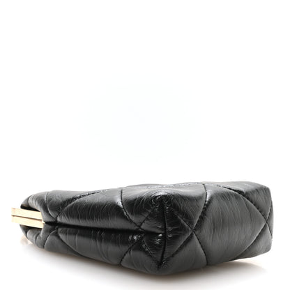 Chanel Shiny Aged Lambskin Quilted Kiss Lock Clutch With Chain Black 4 of 10