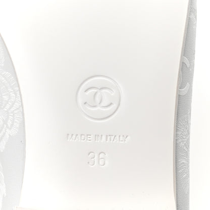 Chanel Lambskin Metallic Lambskin Cap Toe CC Ballet Flats 36 White Gold 7 of 9
