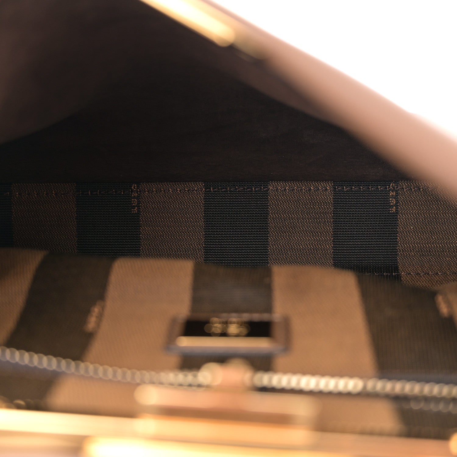 Fendi Vitello Seta Fabric Jacquard Pequin Medium Peekaboo Iconic Satchel Foresta Tobacco 5 of 10