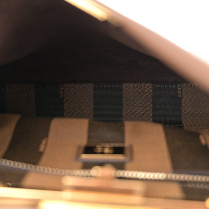 Fendi Vitello Seta Fabric Jacquard Pequin Medium Peekaboo Iconic Satchel Foresta Tobacco 5 of 10