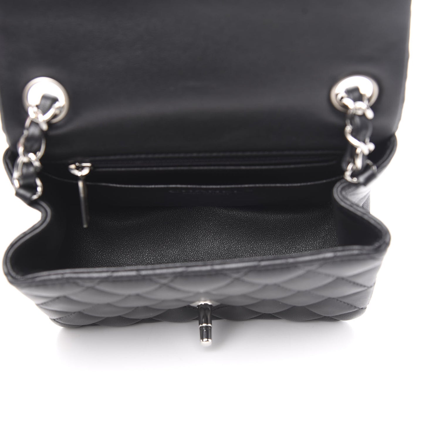 Lambskin Quilted Mini Square Flap Black