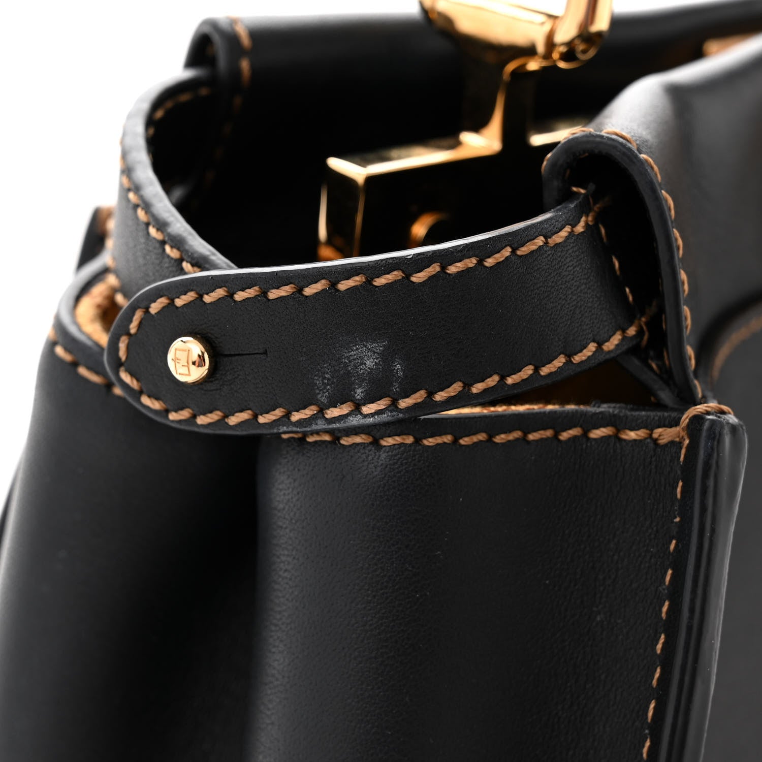 Fendi Vitello King Canvas Chinese New Year Tiger Embroidered Mini Peekaboo Black Dark Yellow 12 of 15