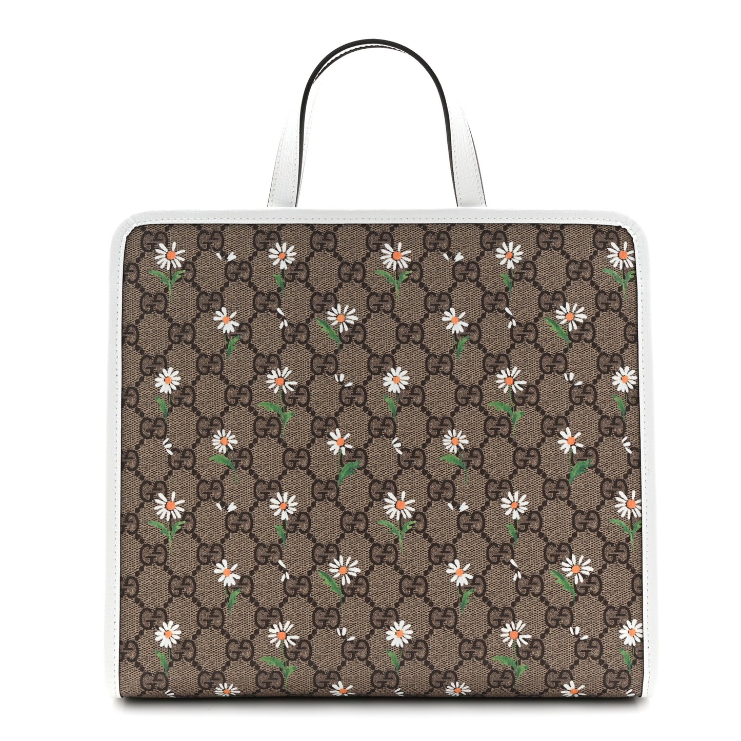 GG Supreme Monogram Daisies Childrens Tote Beige Ebony Great White