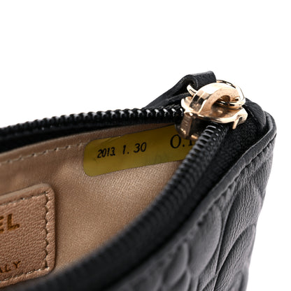 Chanel Lambskin Camellia Embossed Key Holder Case Black 8 of 10