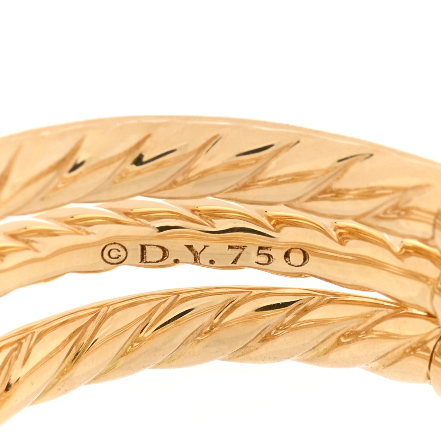 David Yurman 18K Yellow Gold Diamond Stax Three-Row Pave Chain Link Ring 54 7 4 of 4