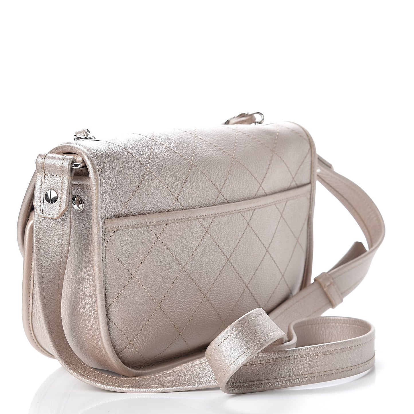 Metallic Calfskin Quilted Jungle Stroll Messenger Bag Gold