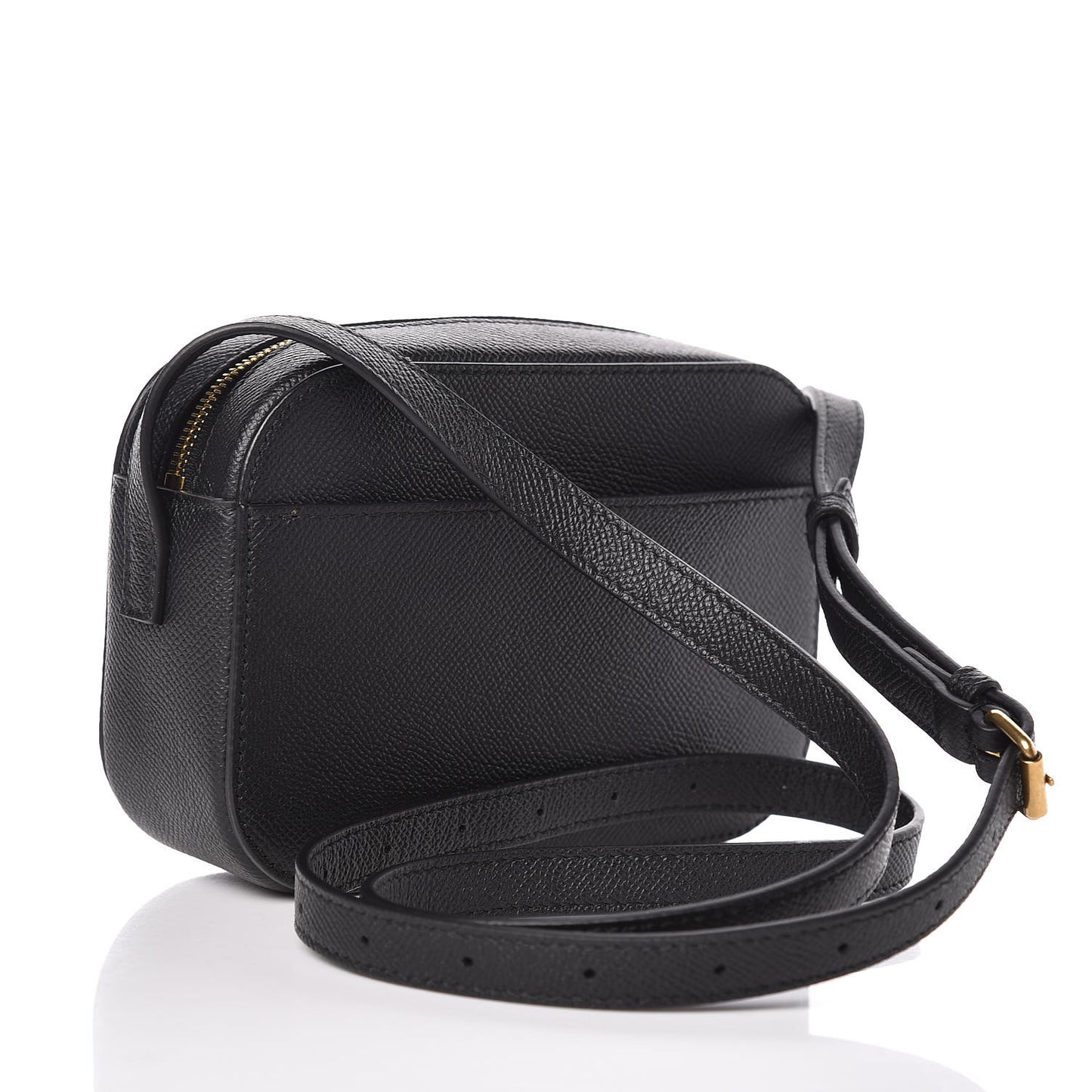 Signature Grained Calfskin Logo XS Ville Camera Bag Black White