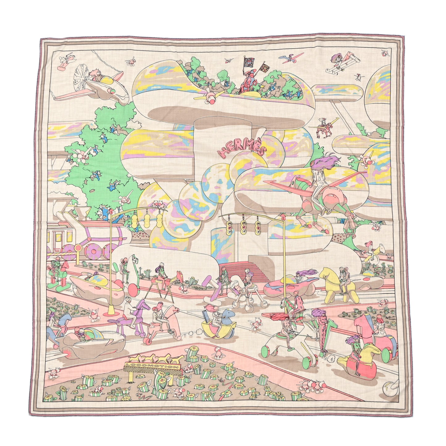 Cashmere Silk Locomotion Shawl 140 Naturel Vert Jaune