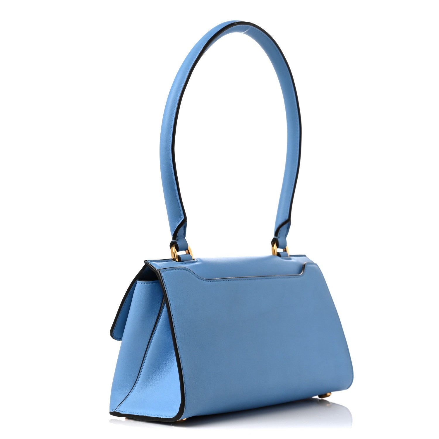 Salvatore Ferragamo Calfskin Trifolio Swing Top Handle Bag Blue 2 of 7