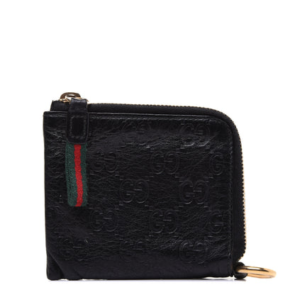 Gucci Guccissima Zip Around Coin Purse Wallet Black 1 of 13