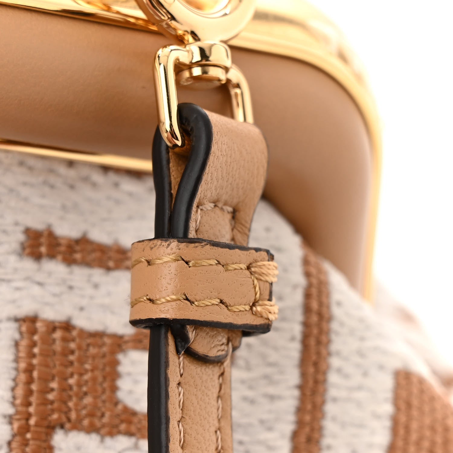 Fendi Raffia Chenille Shiny Nappa FF 1974 Small Fendi First Natural White Miele Scuro 12 of 12