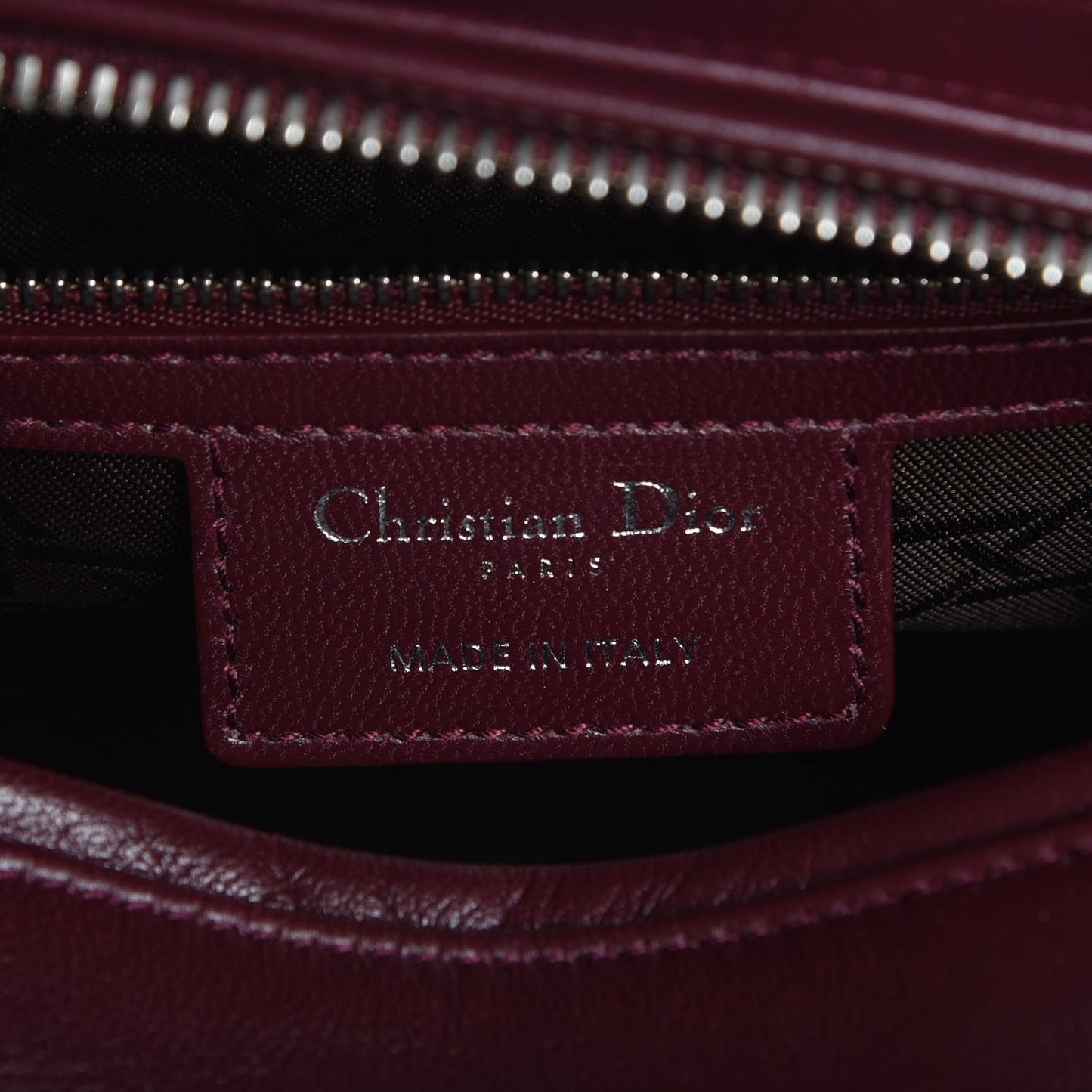 Lambskin Cannage Medium Lady Dior Burgundy