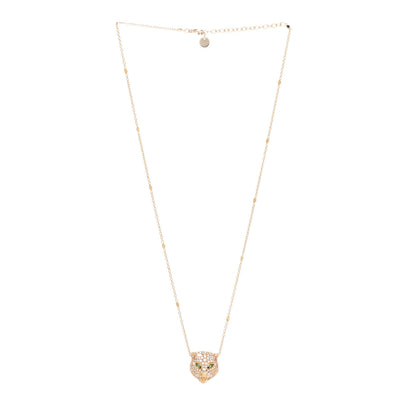 Gucci 18K Yellow Gold Diamond Tsavorite Le Marche des Merveilles Feline Head Pendant Necklace 3 of 5
