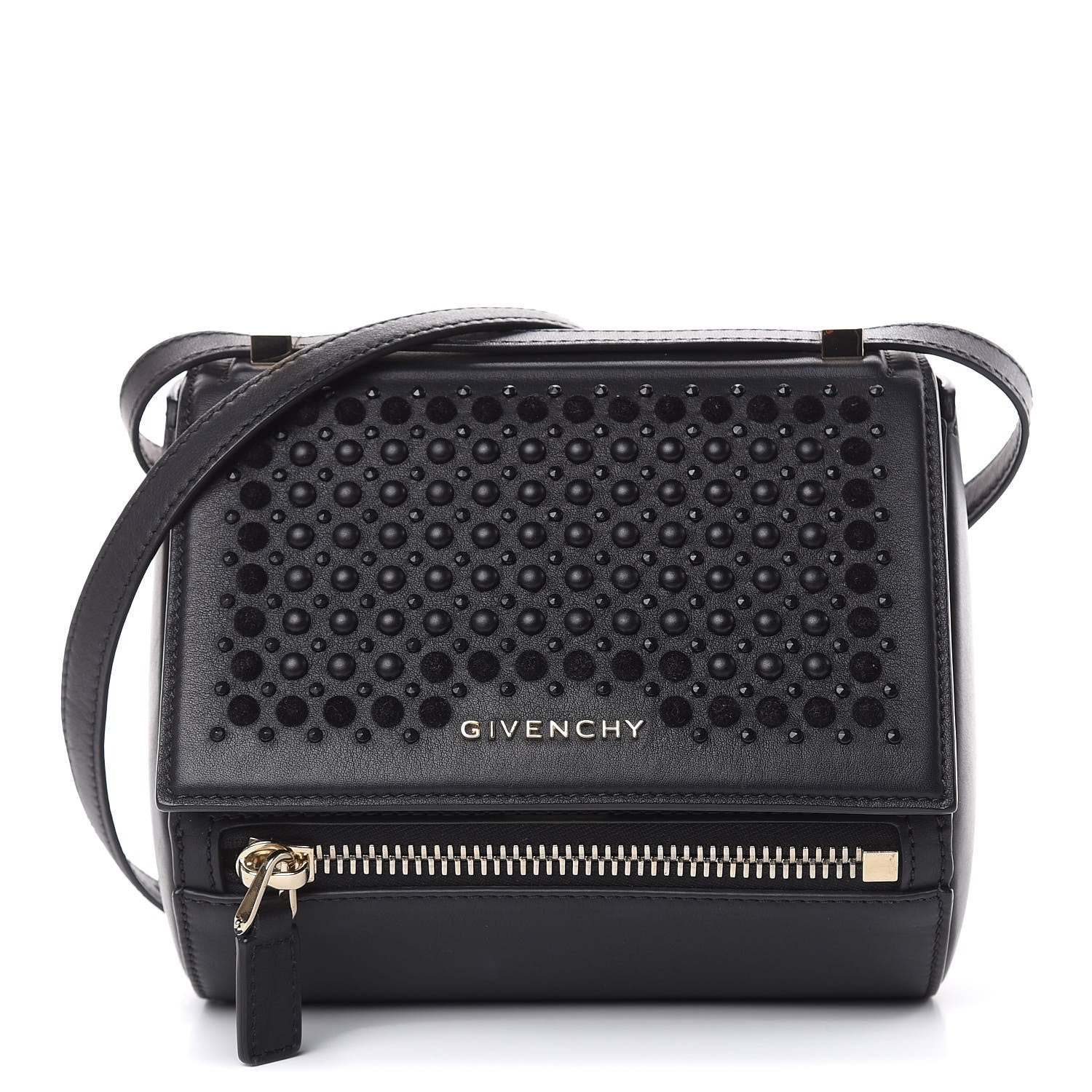 Givenchy Calfskin Studded Mini Pandora Box Crossbody Bag Black 1 of 13